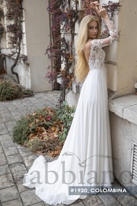 Свадебное платье Коломбина А-силуэт, Кружевные, Легкие, Простые, С открытой спиной, С рукавами