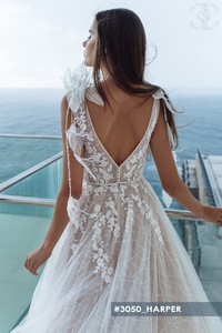 Свадебное платье Харпер А-силуэт, Кружевные, Легкие, С открытой спиной