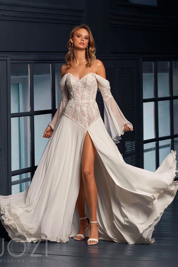 шифоновое свадебное платье